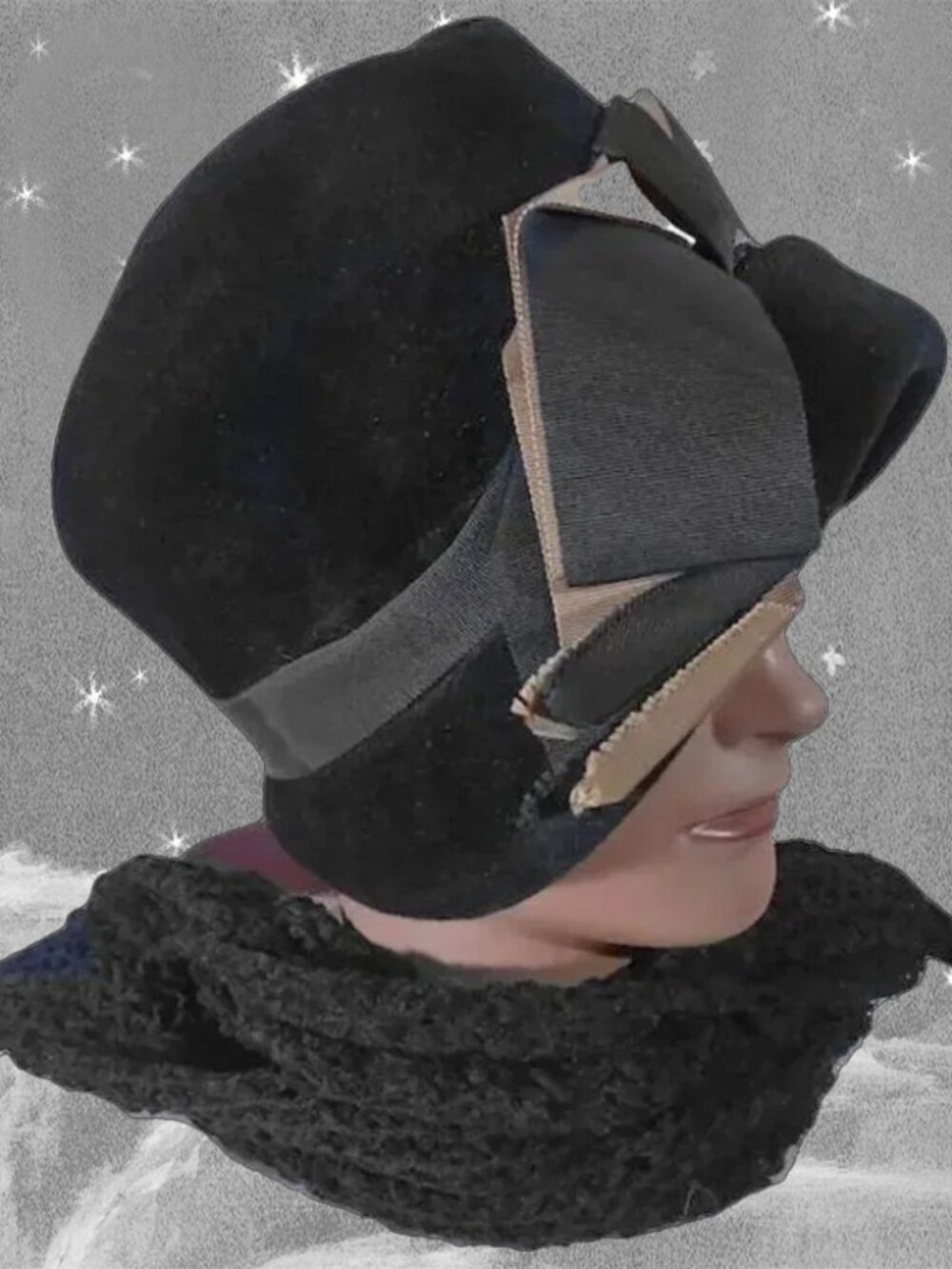 Vintage Cloche Hat + HATBOX Deluxe Velour Fur Felt Jazz Age Flapper - Picture 5 of 11